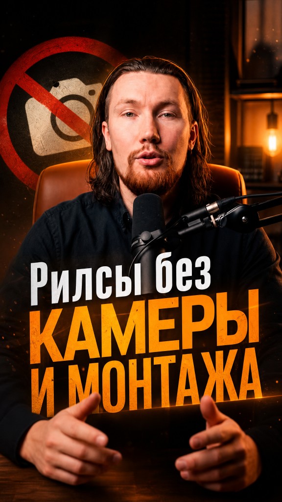 Кадр ролика: эксперт у микрофона — рилсы без камеры и монтажа